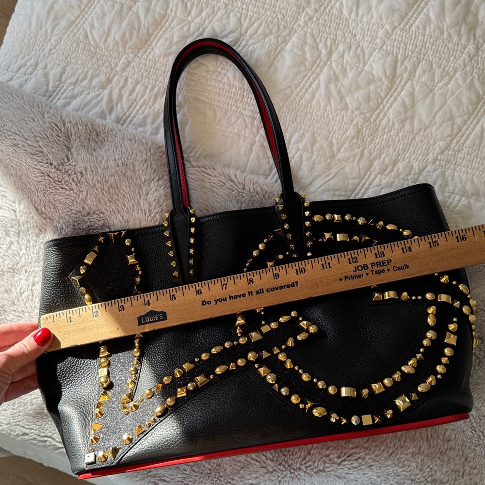 CHRISTIAN LOUBOUTIN Cabata Small Love Calf Paris Tote Bag studded stud sparkly - Picture 15 of 16